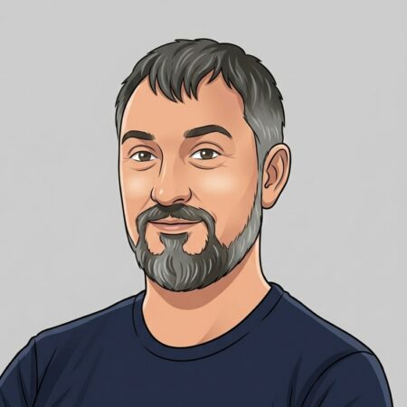 Homme avec barbe portant un t-shirt Generation Numérique, symbole de l'éducation numérique.